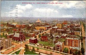 Postcard AERIAL VIEW SCENE Springfield Illinois IL AL2385