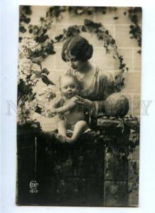 161778 Mother & Cute Baby Boy Nude vintage PHOTO Salon PC