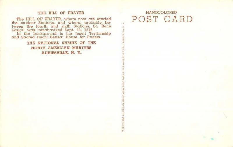Auriesville New York Hill Of Prayer Street View Antique Postcard K42088