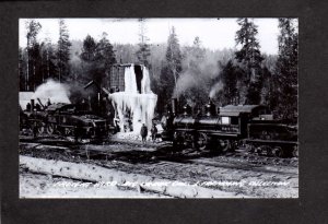 CA Freight Yard Railroad Train Big Creek California RPPC Real Photo Postcard