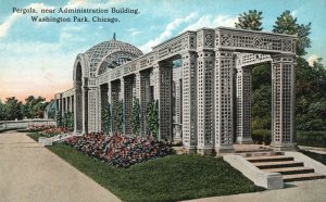 Vintage Postcard Pergola Administration Building Washington Park Chicago IL MRSC