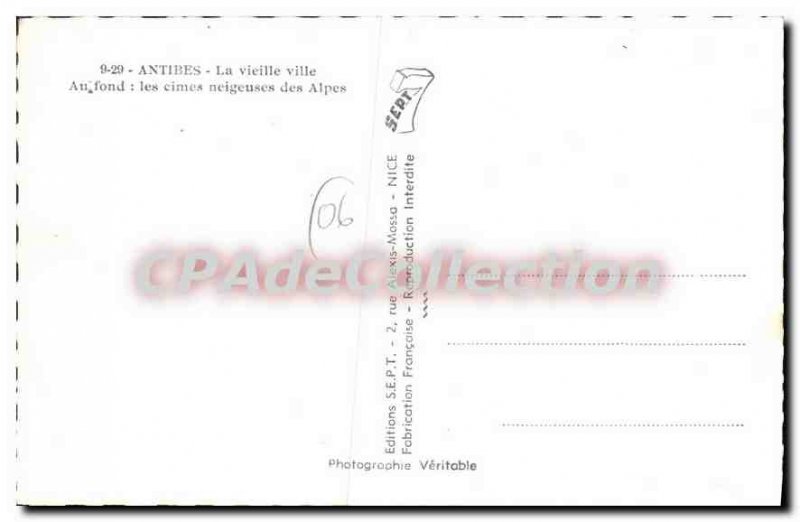 Postcard Old Antibes Old Town In The Background Peaks