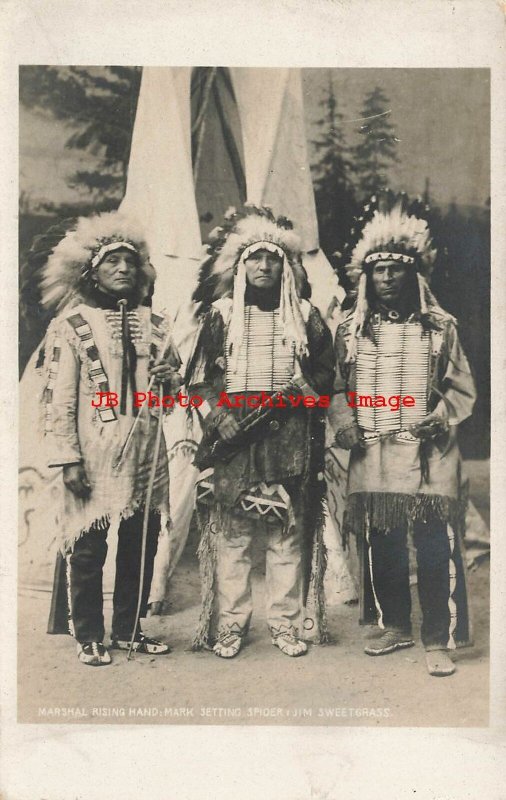 Native American Lakota Indians, RPPC, Europe Wild West Show, Ceremonial Costume