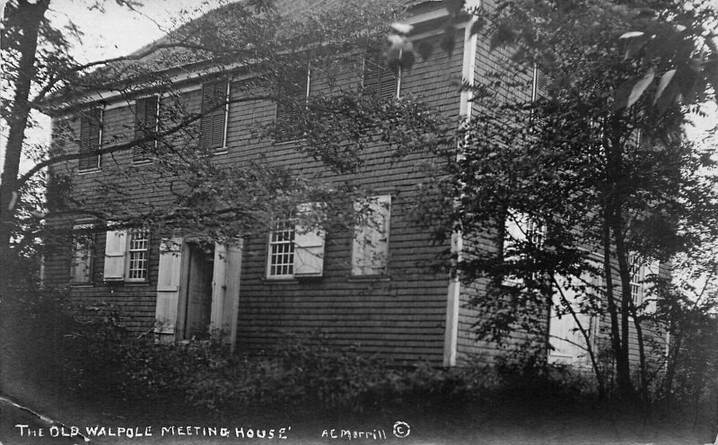 The Old Walpole ME Meeting House, Real Photo Postcard