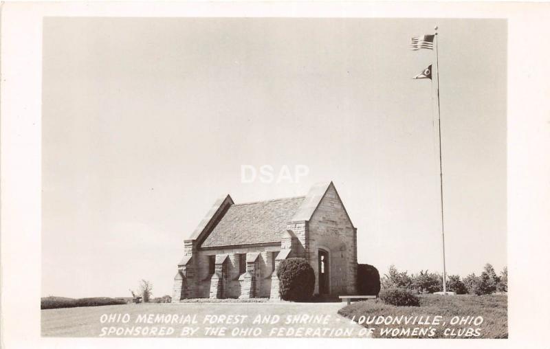 Ohio Postcard Real Photo RPPC c1940s LOUDENVILLE Memorial Forest Shrine Womens