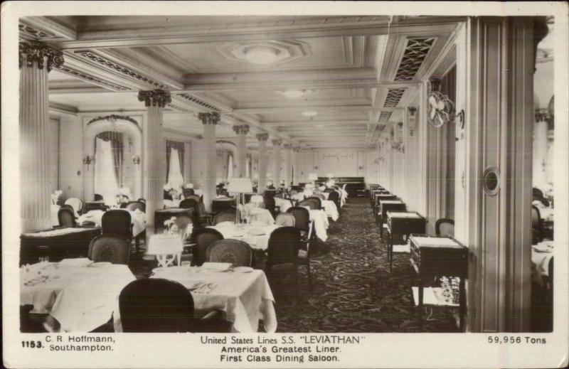 UnIted States Line Steamship SS Leviathan Interior c1910 Real Photo Postcard #3