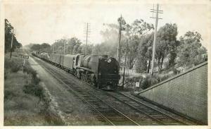 1930s Railroad Seymour Victoria Australia Fast Freight Engine RPPC  Postcard