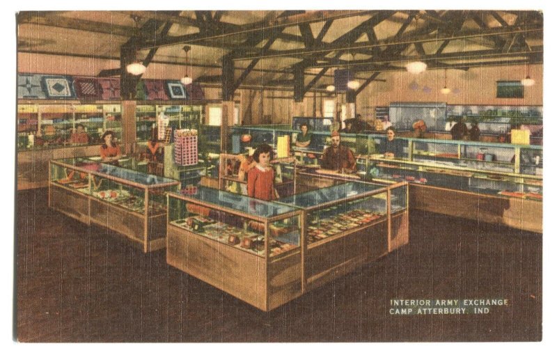 Postcard Military Interior Army Exchange Camp Atterbury IN