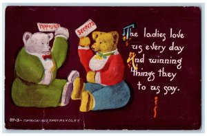 1907 Anthropomorphic Bear Proposals Secret Ladies Love Mason City IA Postcard