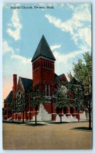 OWOSSO, Michigan MI ~ BAPTIST CHURCH c1910s Shiawassee County Postcard