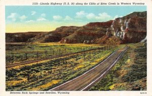Wyoming WY  LINCOLN HIGHWAY  Bitter Creek Cliffs  ROCK SPRINGS~RAWLINS  Postcard