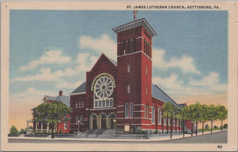 Postcard St James Lutheran Church Gettysburg PA