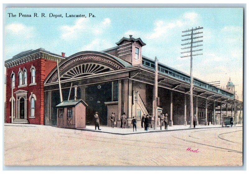 c1910's The Penna R. R. Depot Train Station Lancaster Pennsylvania PA Postcard