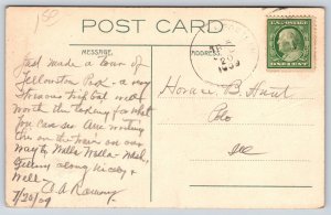 Wyoming~Yellowstone Natl Park~Eagle Nest Rock Formation~Sunset~1909 Postcard