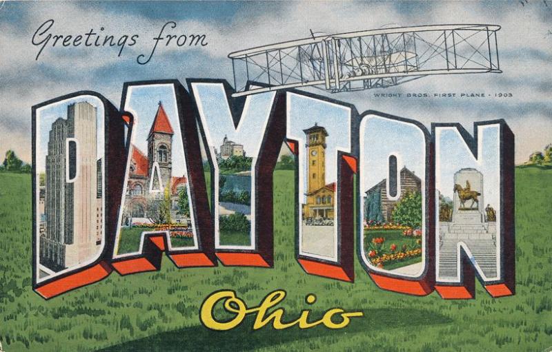 Greetings from Dayton, Ohio - Linen Large Letter