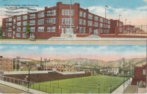 BUTTE, Montana, 1953; Split View, High School and Stadium, V-2