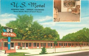 Greeley Colorado US Motel roadside Ft Scott Litho 1961 Postcard 11784