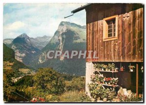 Postcard Modern Samoens Haute Savoie Walk has Verelaud Further Criou background