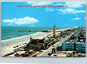 Vtg Daytona Beach Florida FL Bandshell Pier Boardwalk Observation Tower Postcard