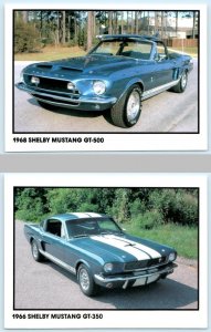 2 Automobile Cards 1966 & 1968 SHELBY MUSTANGS 4¼x5½ 1989 Repro Advertising