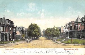 Hagerstown Maryland Broadway Street Scene Historic Bldgs Antique Postcard K19246