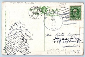 DPO (1901-1933) Nyando NY Postcard Christmas Pretty Woman Ivy Leaf Embossed 1914