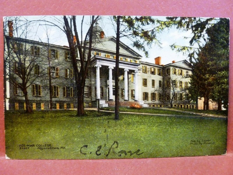 Postcard MD Hagerstown Kee-Mar College 1909