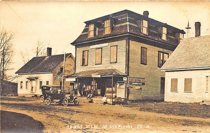 No. Shapleigh ME Dirt Street View Thing's Store Old Car RPPC Postcard