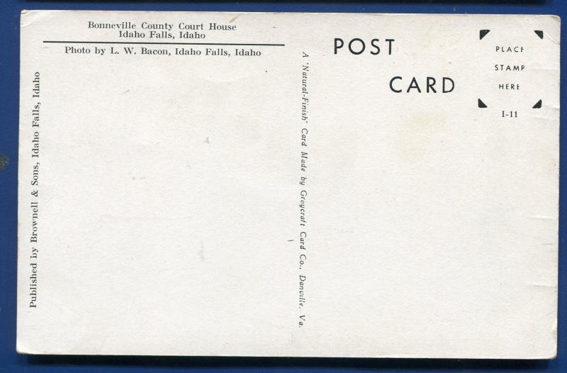 Idaho Falls County Court House Idaho id litho postcard