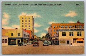 Vintage Florida Postcard - Andrews Avenue    Fort Lauderdale