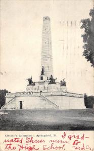 Springfield Illinois 1908 Postcard Lincoln's Monument