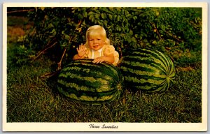 Child & Watermelons Delta,MO Cape Girardeau County Missouri Vintage Postcard