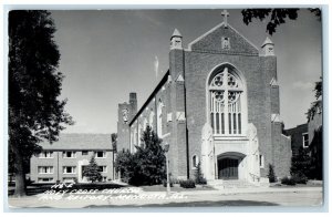 c1940's Holy Cross Church And Rectory Mendota Illinois IL RPPC Photo Postcard