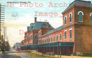 4 Postcards, Chicago Illinois, Railroad Station Scenes