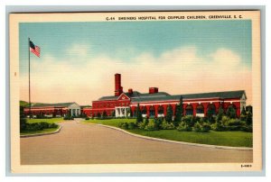 Vintage 1930's Postcard Shriners Hospital Greenville South Carolina