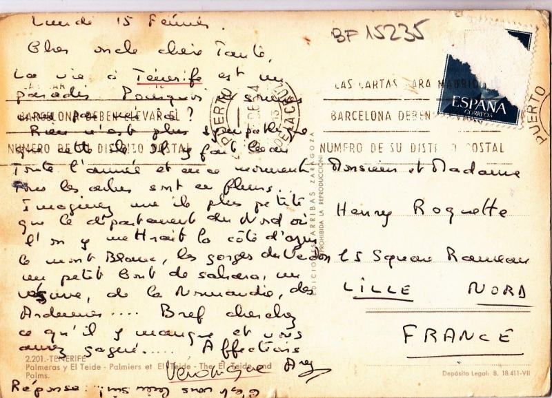 BF15235 tenerife palmeras y el teide spain  front/back image