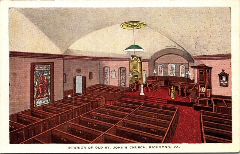 Interior Old St Johns Church Richmond Virginia VA Historical Series 5 Postcard 