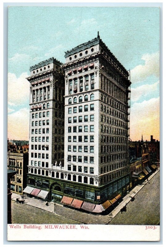 c1905 Aerial View Wells Building Milwaukee Wisconsin WI Vintage Antique Postcard