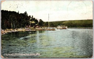 1907 Capens Moosehead Lake Maine ME Steamship In The Distance Posted Postcard