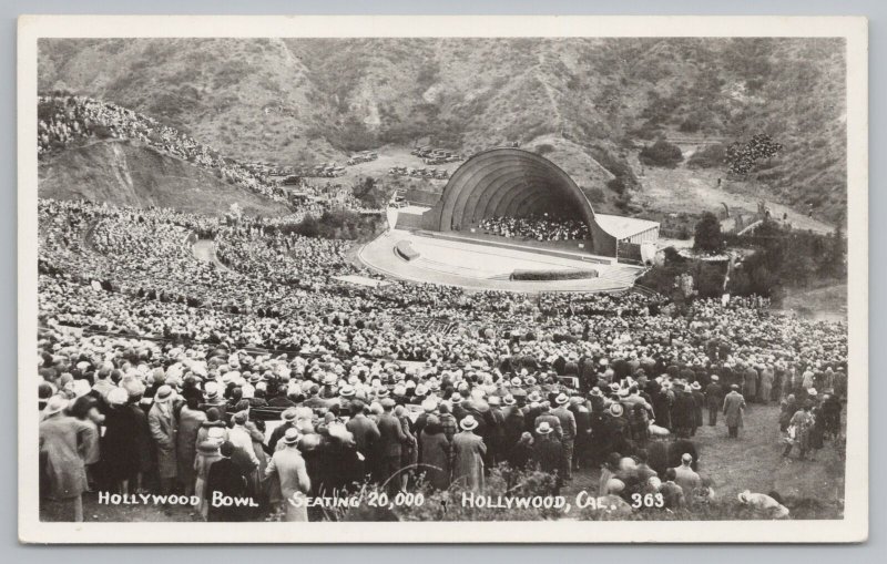 Real Photo Postcard~Hollywood Bowl During Show Hollywood California~RPPC