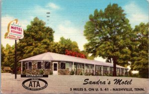 Linen Postcard Sandra's Motel US Highway 41 & 70 in Nashville, Tennessee