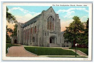 The First Presbyterian Church Exterior Scene Wooster Ohio OH Vintage Postcard 