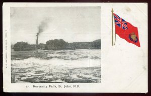 h2565 - ST. JOHN NB Postcard 1910s Reversing Falls. Patriotic Flag by MacFarlane