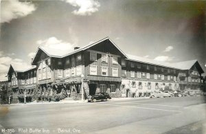 RPPC Postcard Oregon Bend Pilot Butte Inn automobiles 1946 occupation 23-9575