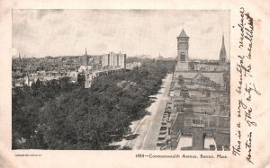 Vintage Postcard Bird's Eye View Commonwealth Avenue Boston Massachsuetts Mass.