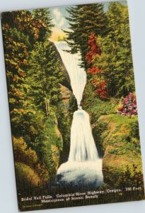 postcard Oregon - waterfall Bridal Veil Falls, Columbia River Highway