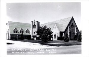 Real Photo Postcard St. Paul's Lutheran Church in Webster City, Iowa