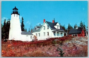 Castine Maine 1960s Postcard Dyce's Head Light Lighthouse