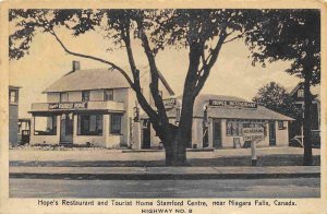 Hope's Restaurant Tourist Home Gas Pumps Niagara Falls Canada postcard