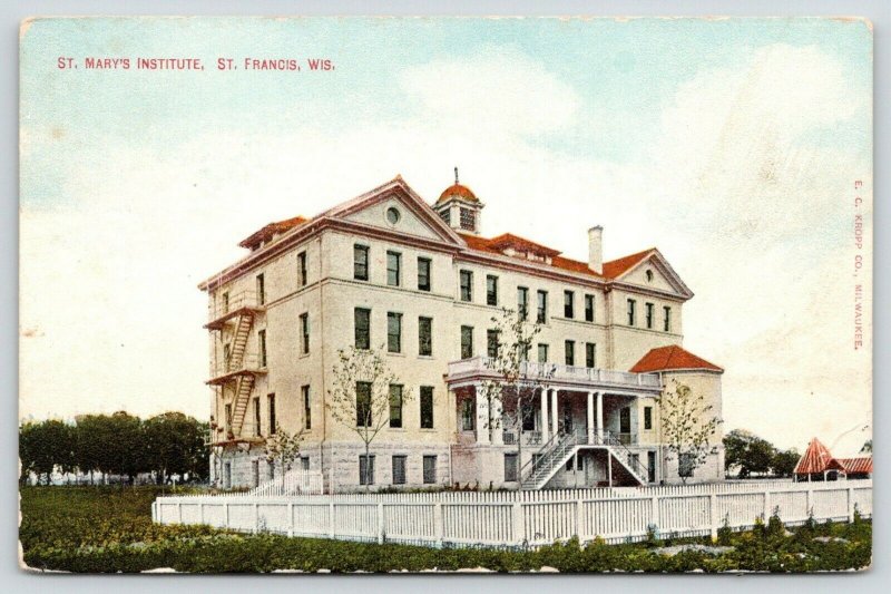 St Francis Wisconsin~St Mary's Institute~White Picket Fence~c1910 